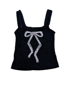 I.AM.GIA “X-Rated” Ribbed Bow Tank Top Black